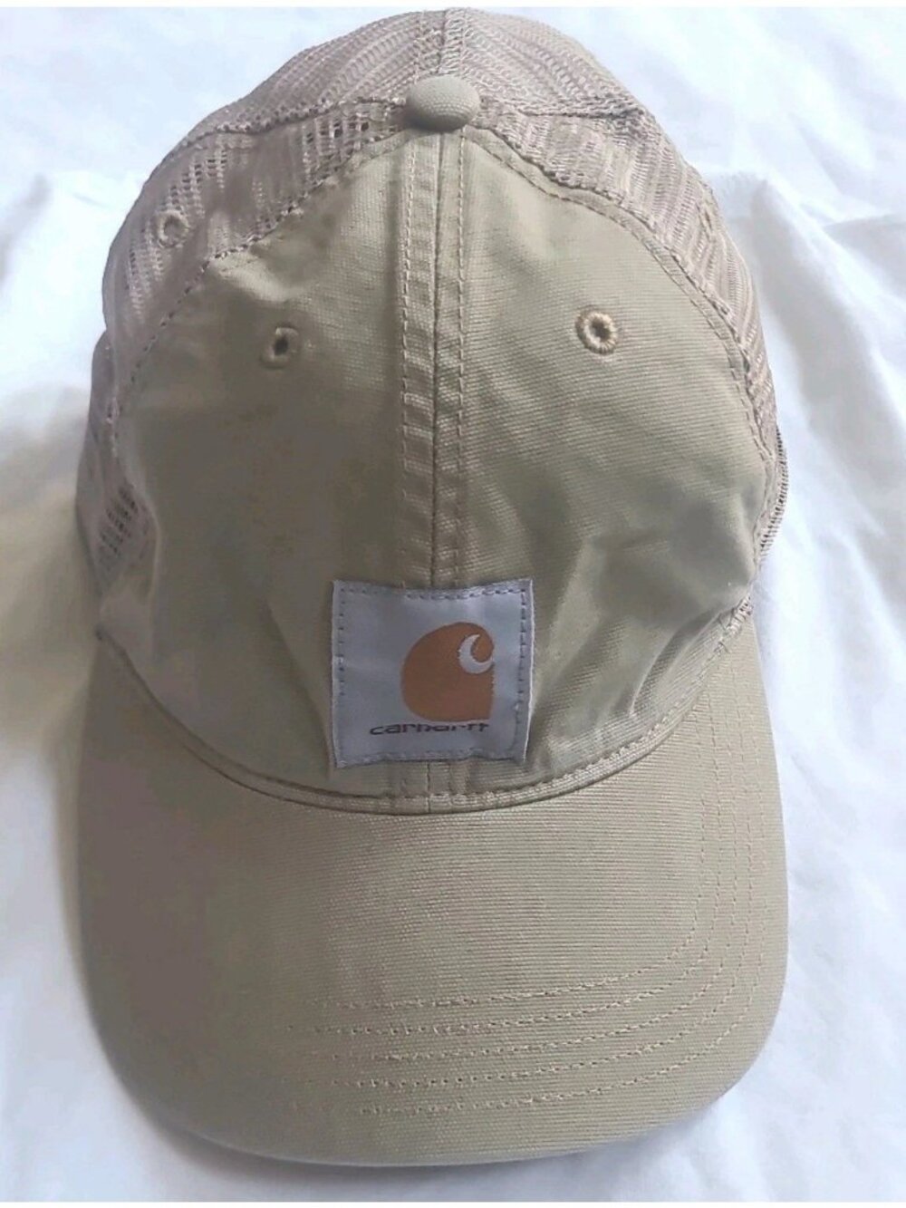 Carhartt Force Snapback Hat Cap Khaki Adjustable Trucker Mesh Back WorkWear Logo
